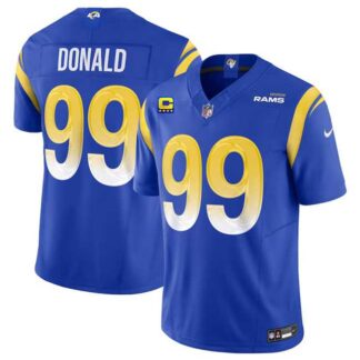 Men & Women & Youth Los Angeles Rams #99 Aaron Donald Blue 2023 F.U.S.E. With 4-Star C Patch Vapor Vapor Limited Fo...