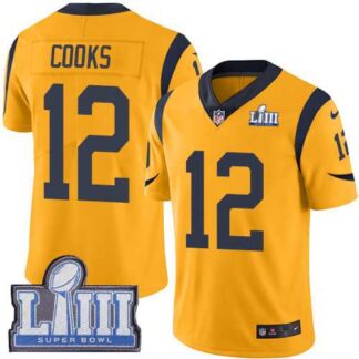 Nike Rams 12 Brandin Cooks Gold 2019 Super Bowl LIII Color Rush Limited Jersey
