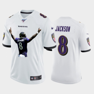 Baltimore Baltimore Ravens #8 Lamar Jackson Nike Team Hero 7 Vapor Limited NFL 100 Jersey White