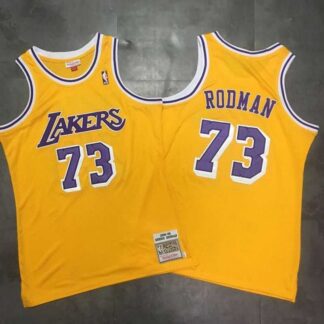 Lakers 73 Dennis Rodman Yellow 1998 99 Hardwood Classics Mesh Jersey Mixiu