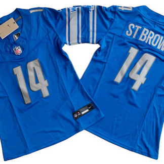 Women's Detroit Lions #14 Amon-Ra St. Brown Blue 2023 F.U.S.E. Vapor Limited Football Stitched Jersey(Run Smaller)