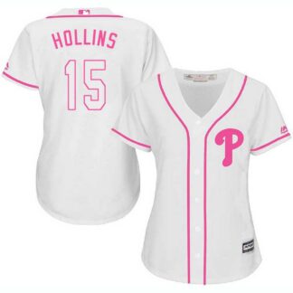 Women's Philadelphia Phillies #15 Dave Hollins White Pink New Cool Base Jersey