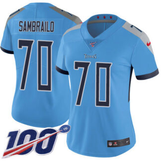 Nike Tennessee Titans #70 Ty Sambrailo Light Blue Alternate Women’s Stitched NFL 100th Season Vapor Untouchable Lim...