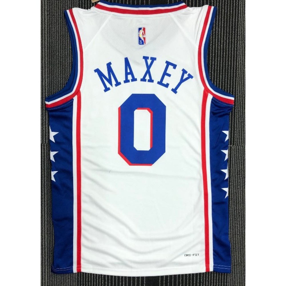 Men's Philadelphia 76ers Tyrese Maxey #0 Nike White 2021/22 Swingman NBA Jersey - Icon Edition - Image 2