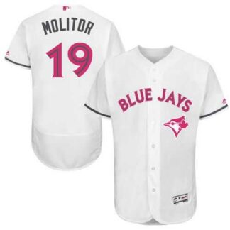 Toronto Blue Jays #19 Paul Molitor White Flexbase Collection 2016 Mother's Day Stitched Baseball Jersey Jiasu