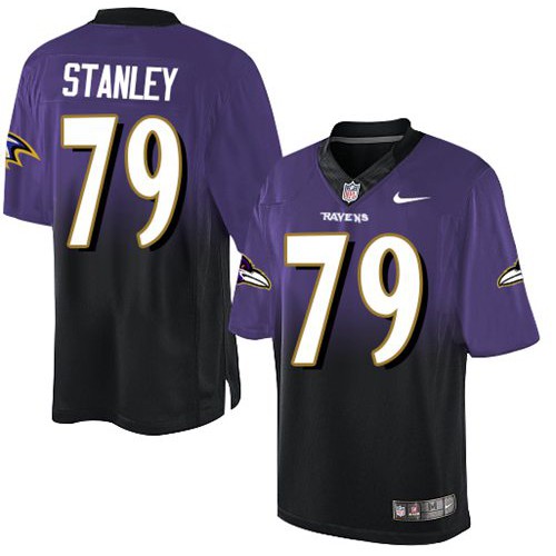 Nike Baltimore Ravens #79 Ronnie Stanley Purple/Black Men’s Stitched NFL Elite Fadeaway Fashion Jersey