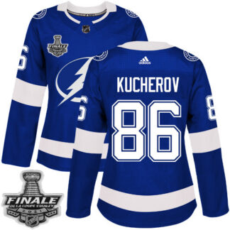 Adidas Tampa Bay Lightning #86 Nikita Kucherov Blue Home Authentic Women’s 2021 NHL Stanley Cup Final Patch Jersey...