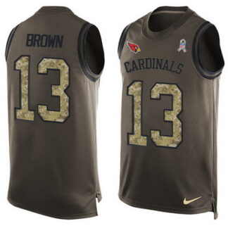 Men's Arizona Cardinals #13 Jaron Brown Green Salute to Service Hot Pressing Player Name & Number Nike NFL Tank Top...
