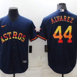 Men's Houston Astros #44 Yordan Alvarez Navy Blue Rainbow Stitched MLB Cool Base Nike Jersey