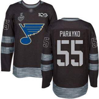 Men's St. Louis Blues #55 Colton Parayko Black 1917-2017 100th Anniversary 2019 Stanley Cup Final Bound Stitched Ho...