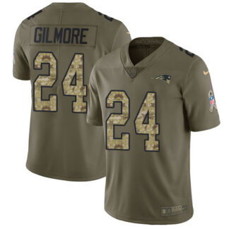 Nike New England Patriots #24 Stephon Gilmore Olive/Camo Men’s Stitched NFL Limited 2017 Salute To Service Jersey