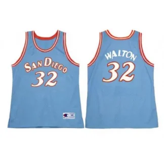Men's San Diego Clippers#32 Bill Walton 1983 Blue Stitched Jersey