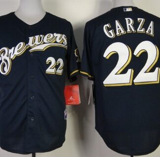 Milwaukee Brewers #22 Matt Garza Navy Blue Jersey