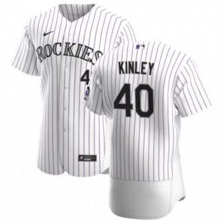 Colorado Rockies #40 Tyler Kinley Men’s Nike White Home 2020 Authentic Player MLB Jersey