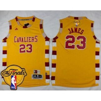 Cavaliers #23 LeBron James Gold Hardwood Classics Performance The Finals Patch Stitched Youth NBA Jersey