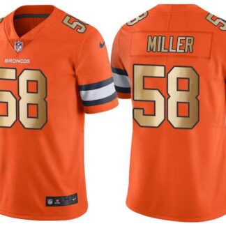 Glued Nike Denver Broncos #58 Von Miller Orange Men's NFL Golden Limited Jersey