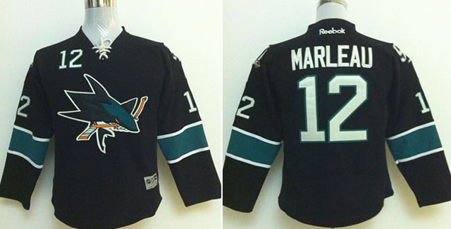 Youth San Jose Sharks #12 Patrick Marleau Black Jerseys