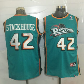 Men's Detroit Pistons #42 Jerry Stackhouse Teal Green Hardwood Classics Soul Swingman Throwback Jersey