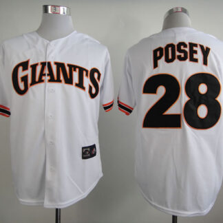San Francisco Giants #28 Posey White Throwback Jersey