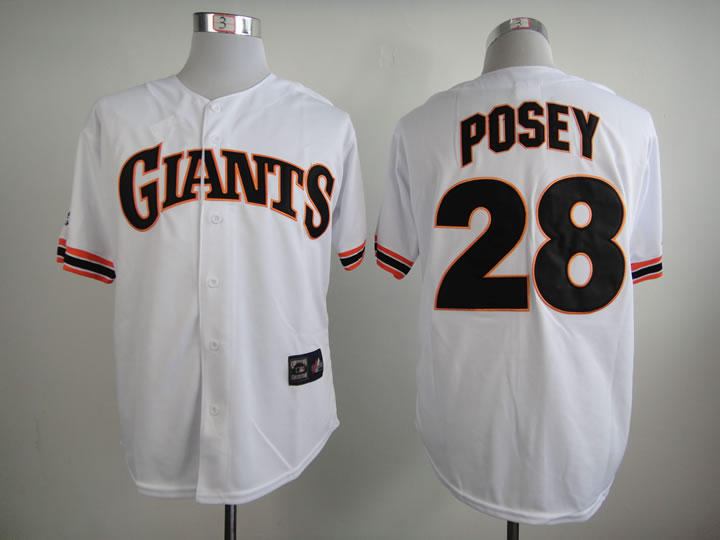 San Francisco Giants #28 Posey White Throwback Jersey