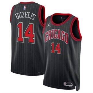 Men's Chicago Bulls #14 Matas Buzelis Black 2024 Draft Statement Edition Stitched Basketball Jersey 336U