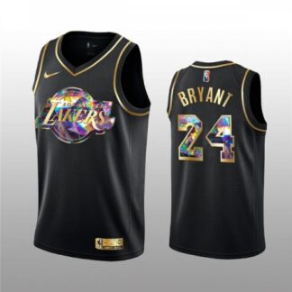Men's Los Angeles Lakers #24 Kobe Bryant 2021/22 Black Golden Edition 75th Anniversary Diamond Logo Stitched Basket...