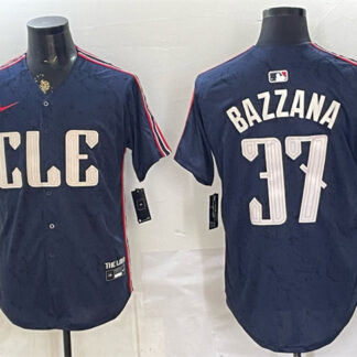 Men's Cleveland Guardians #37 Travis Bazzana Navy 2024 City Connect Limited Stitched Baseball Jersey