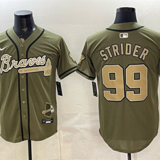 Men's Atlanta Braves #99 Spencer Strider Olive 2026 Armed Forces Day Stitched Baseball Jersey