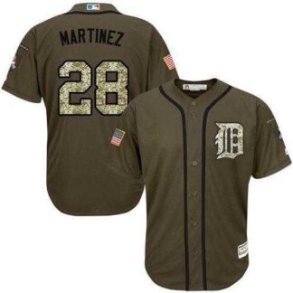 Detroit Tigers #28 J. D. Martinez Green Salute to Service Stitched Baseball Jersey Jiasu