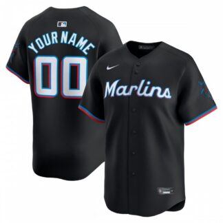 Miami Marlins Nike Alternate Limited Custom Jersey – Black