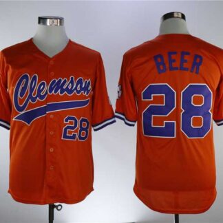 Clemson Tigers 28 Seth Beer Orange College Baseball Jersey