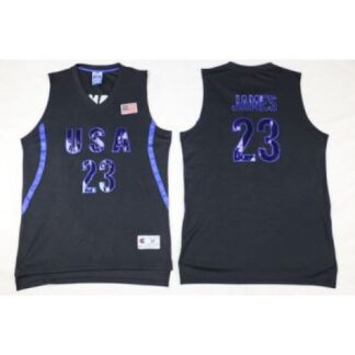 Mens Lebron James NBA JERSEYS #23 Olympic USA Nike Black Basketball Jersey