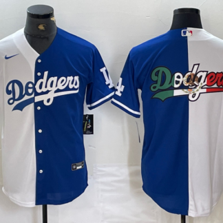 Men's Los Angeles Dodgers Big Logo White Blue Two Tone Stitched Baseball Jerseys