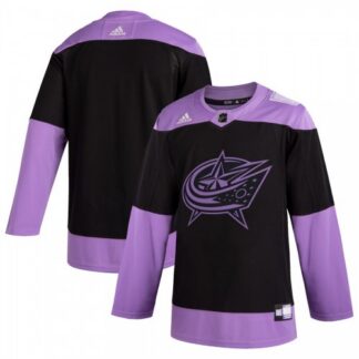 Columbus Blue Jackets Adidas Hockey Fights Cancer Practice Jersey Black