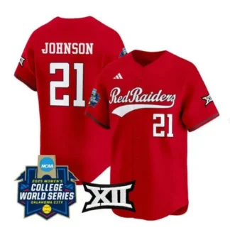 Youth Texas Tech Red Raiders #21 Alana Johnson Red 2025 World Series Jersey