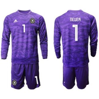 Germany #1 Neuer Purple Goalkeeper Long Sleeves Soccer Country Jersey