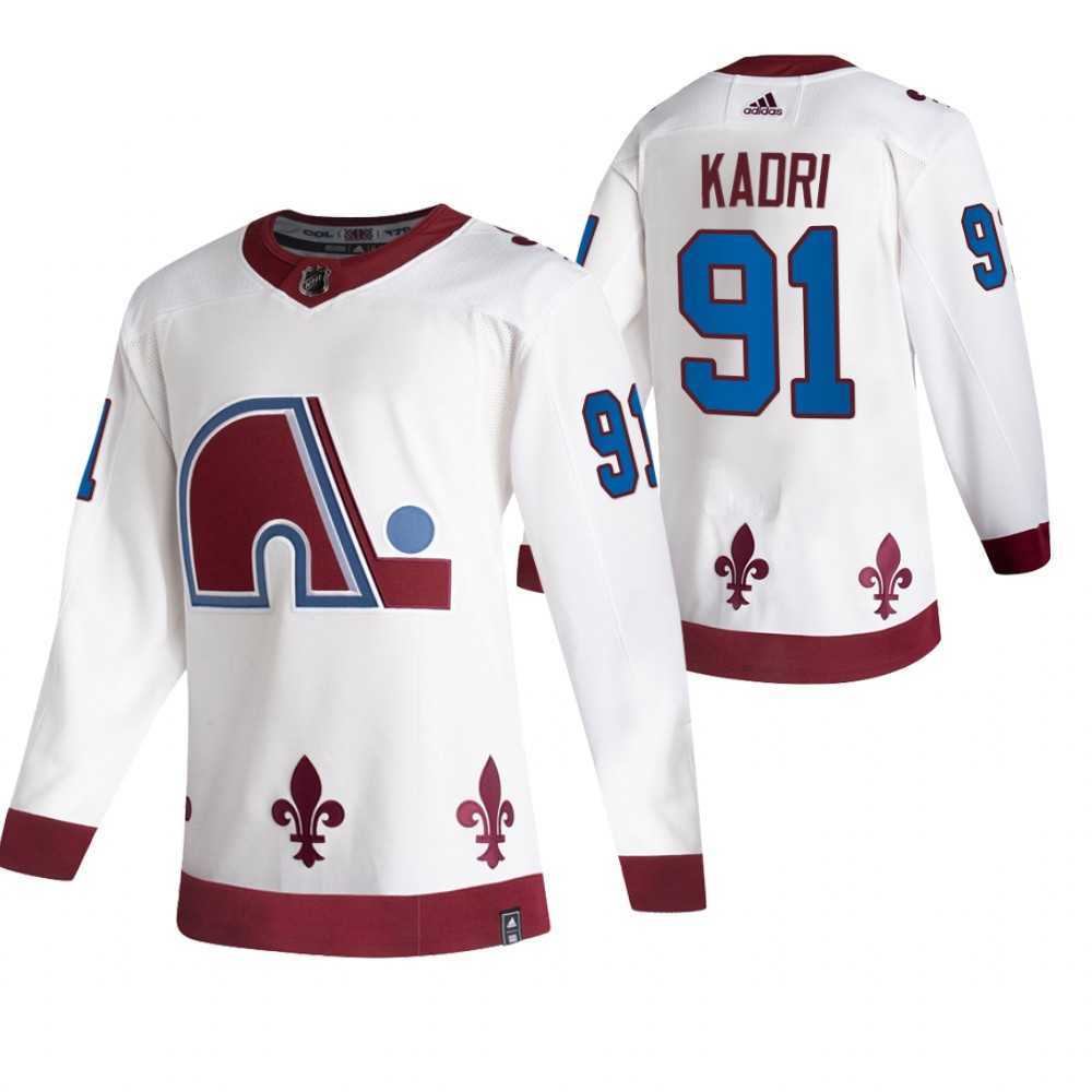 Colorado Avalanche 91 Nazem Kadri White Adidas 2020-21 Reverse Retro Alternate Jersey Dzhi