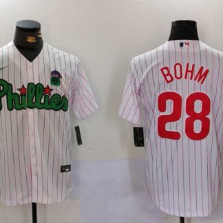 Men's Philadelphia Phillies #28 White Green Cool Base Stitched Jersey
