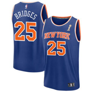 Women's New York Knicks #25 Mikal Bridges Blue 2026 NBA Finals Champions Fast Break Icon Edition Jersey
