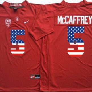 Stanford Cardinals #5 Christian McCaffrey Red USA Flag College Stitched Jersey