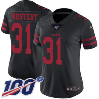 Nike San Francisco 49ers #31 Raheem Mostert Black Alternate Women’s Stitched NFL 100th Season Vapor Untouchable Lim...